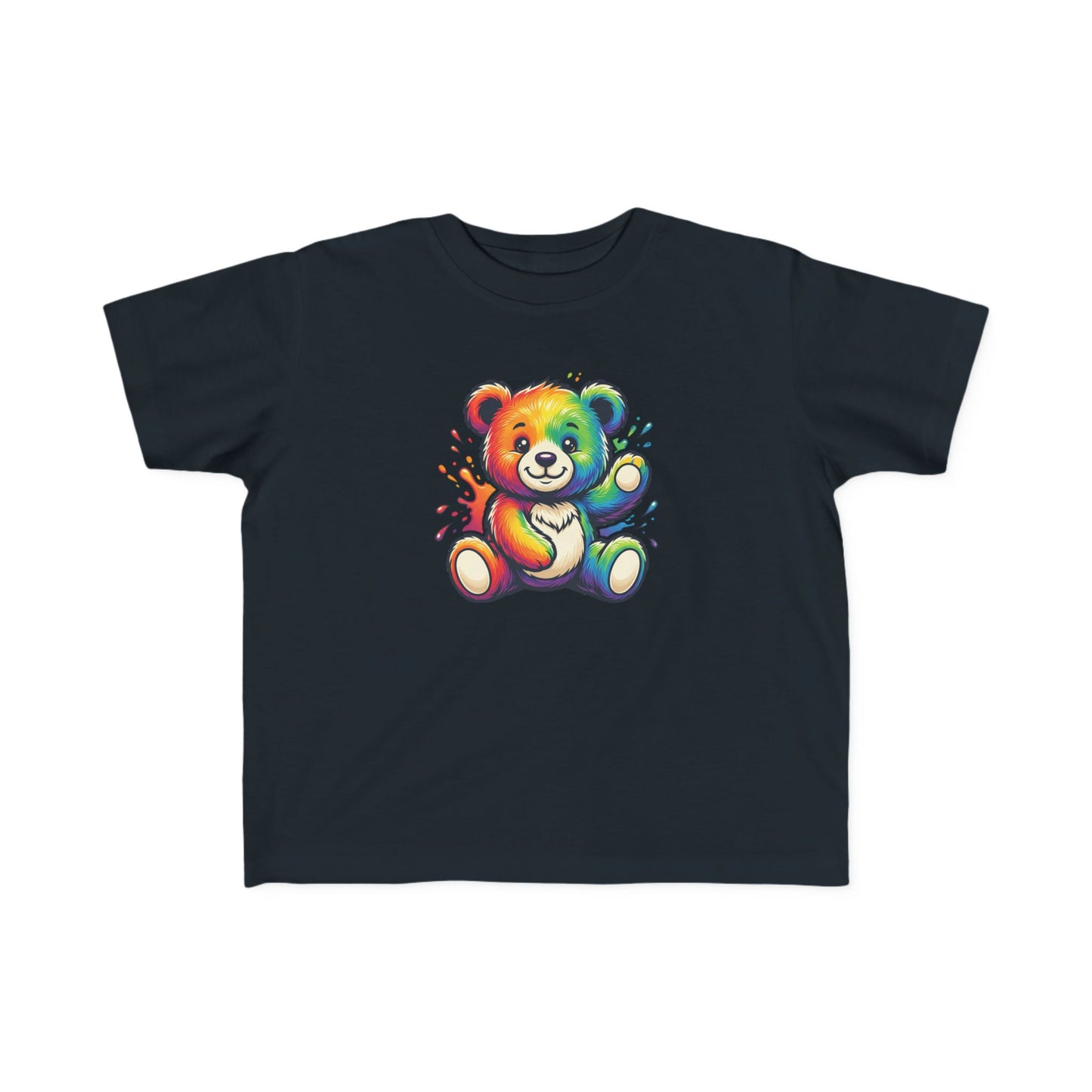 Rainbow Watercolor Teddy Bear Toddler Tee | Cute Kids Tricou Personalizat Copii Ursuleț Colorat | 100% Bumbac Premium | Tricou Băieți 2–6 Ani | Print Expresiv