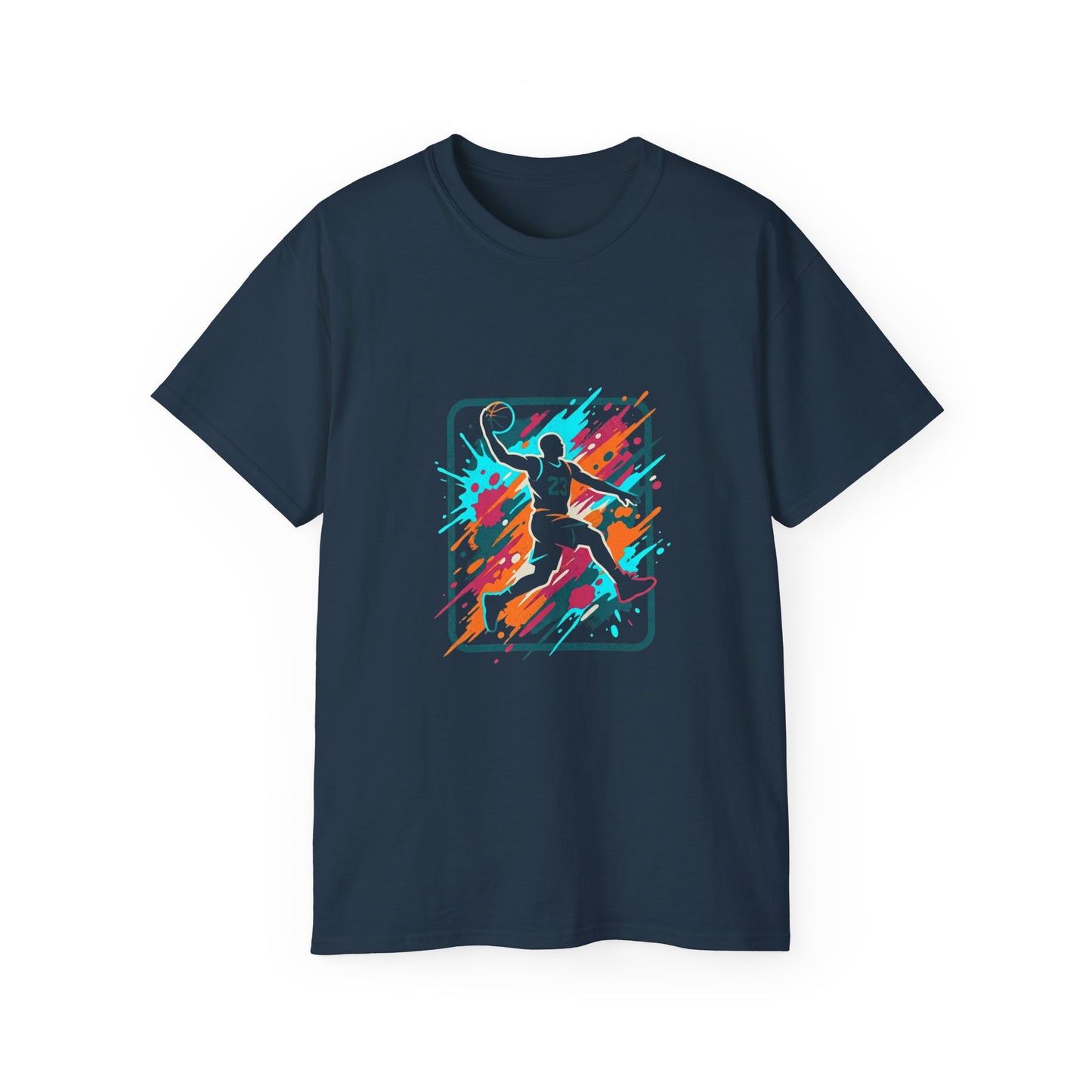 Abstract Basketball Player Tee | Colorful Silhouette Court Art