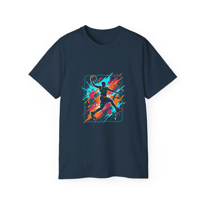 Abstract Basketball Player Tee | Colorful Silhouette Court Art