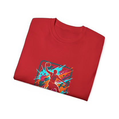 Abstract Basketball Player Tee | Colorful Silhouette Court Art