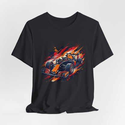 Orange Race Car Tee | Formula Racing Graphic T-ricou Personalizat Formula Racing Red Storm | Bella Canvas® 3001 100% Bumbac Premium Unisex