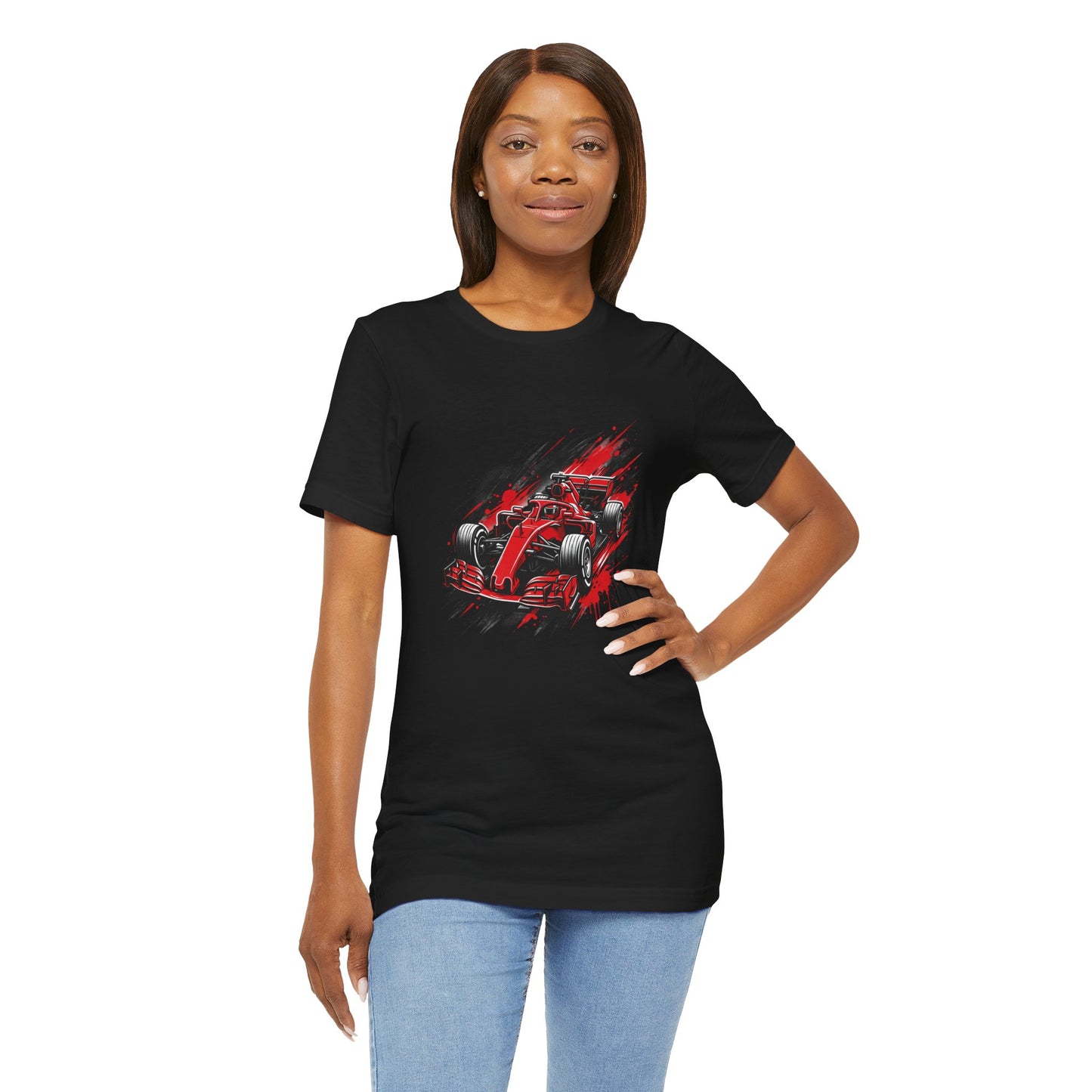 Red Racing Formula Car tee | Race Car T-Tricou Personalizat Formula Racing Red Storm | Bella Canvas® 3001 100% Bumbac Premium Unisex