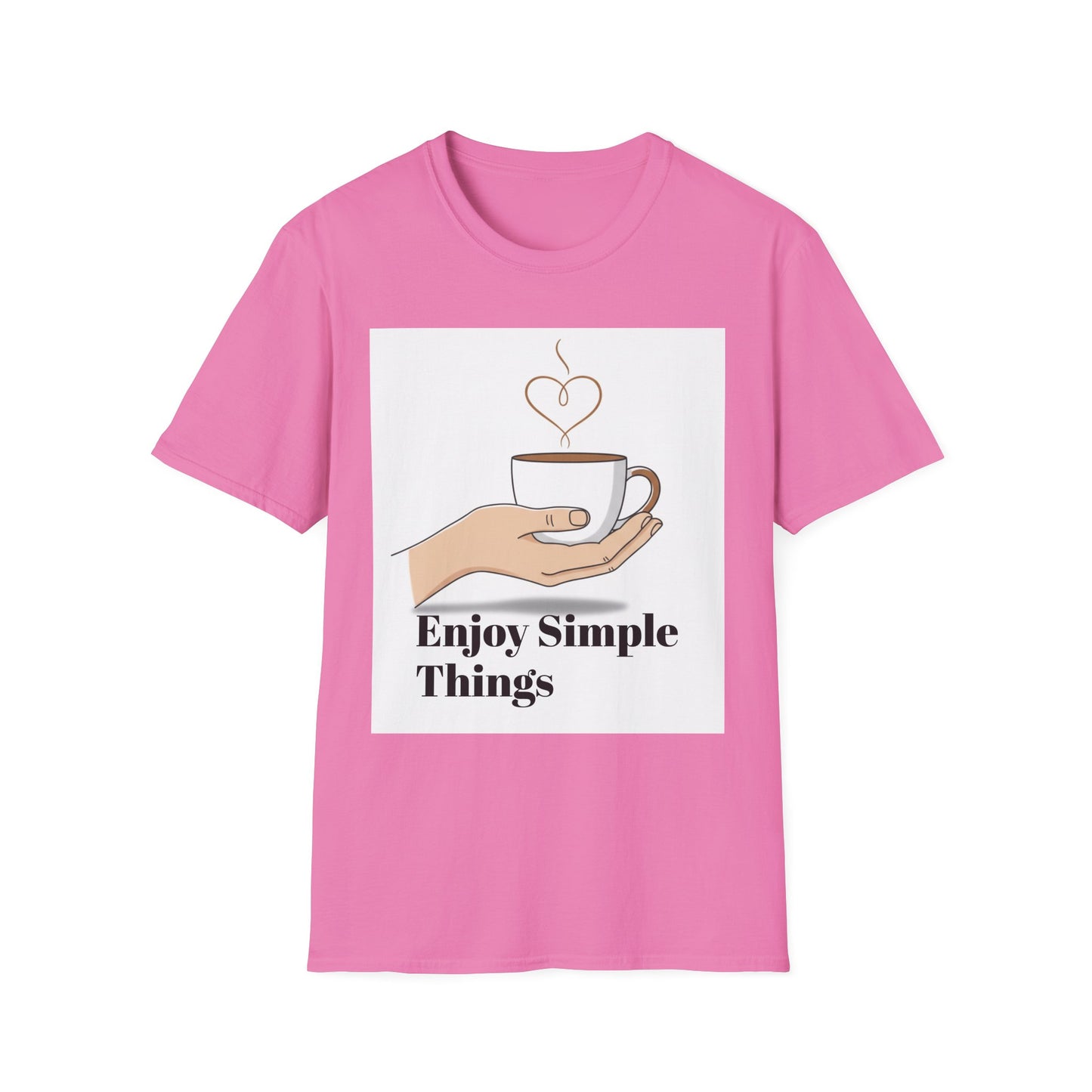 Enjoy Simple Things Coffee Cup T-Shirt | Minimalist Hand Illustration