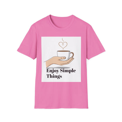 Enjoy Simple Things Coffee Cup T-Shirt | Minimalist Hand Illustration
