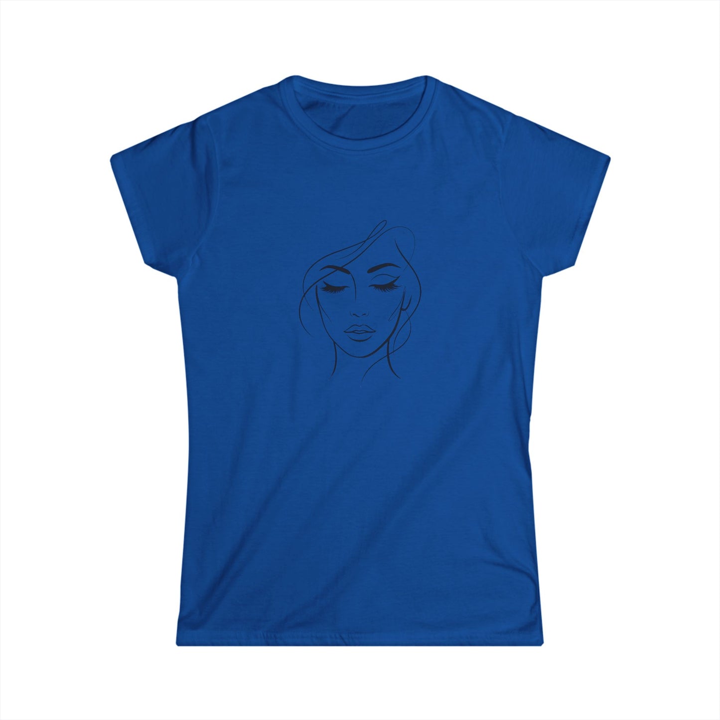Minimal Line Art Woman Face Tee | Feminine Portrait Tricou Damă Softstyle Premium 100% Bumbac – Tricou Feminin Modern cu Design Elegant și Confort Premium