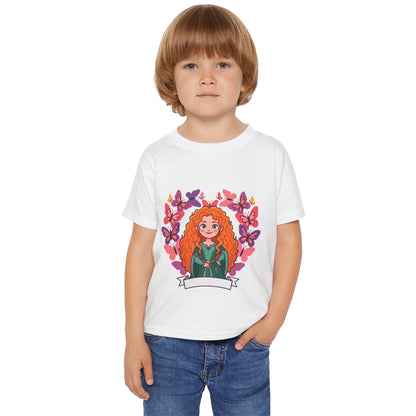 Redheaded Princess Illustration Toddler T-shirt | Floral Heart Tricou Copii Premium 100% Bumbac – Confortabil, Colorat & Perfect pentru Personalizare