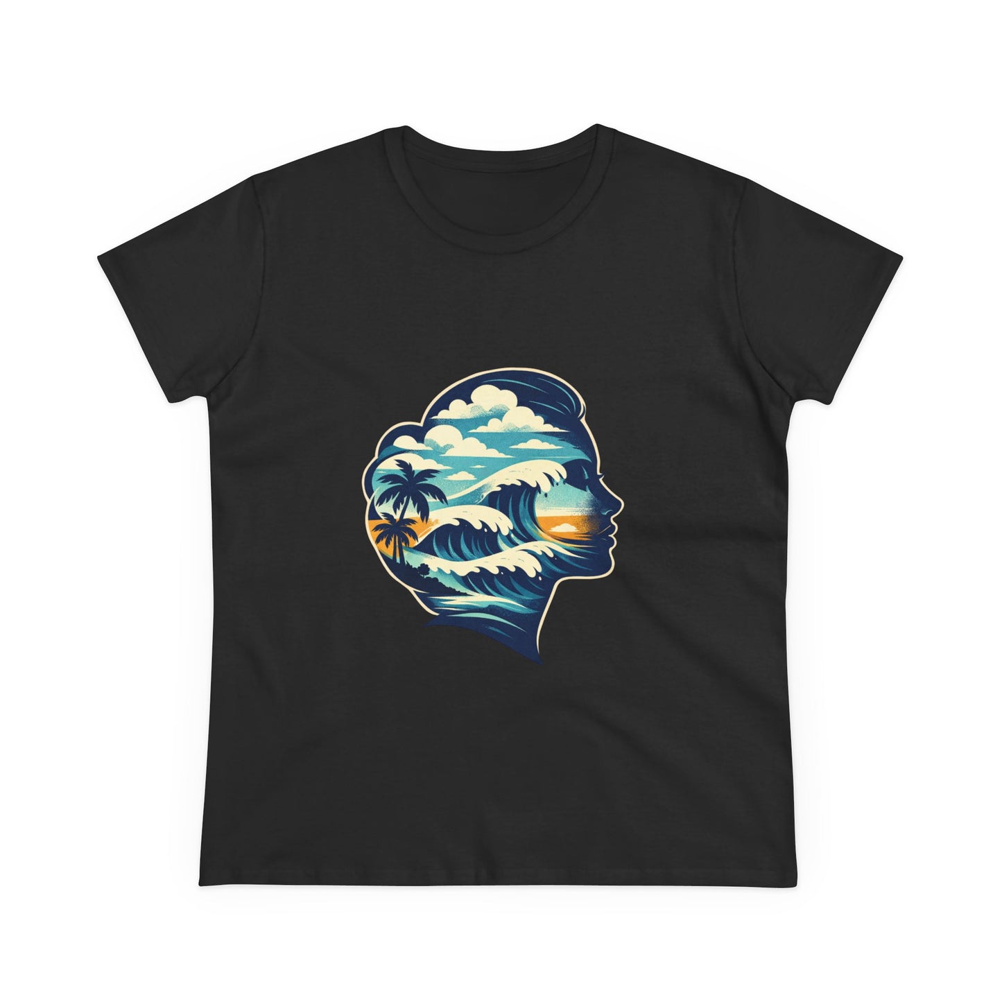 Tropical Surf Silhouette Tee | Sunset Palm Waves Beach SceneTricou Personalizat Premium 100% Bumbac – Confort, Durabilitate și Stil Modern