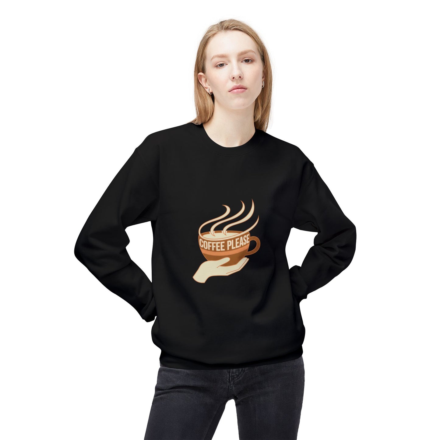 Coffee Please cup illustration Sweatshirt | cozy coffee design
