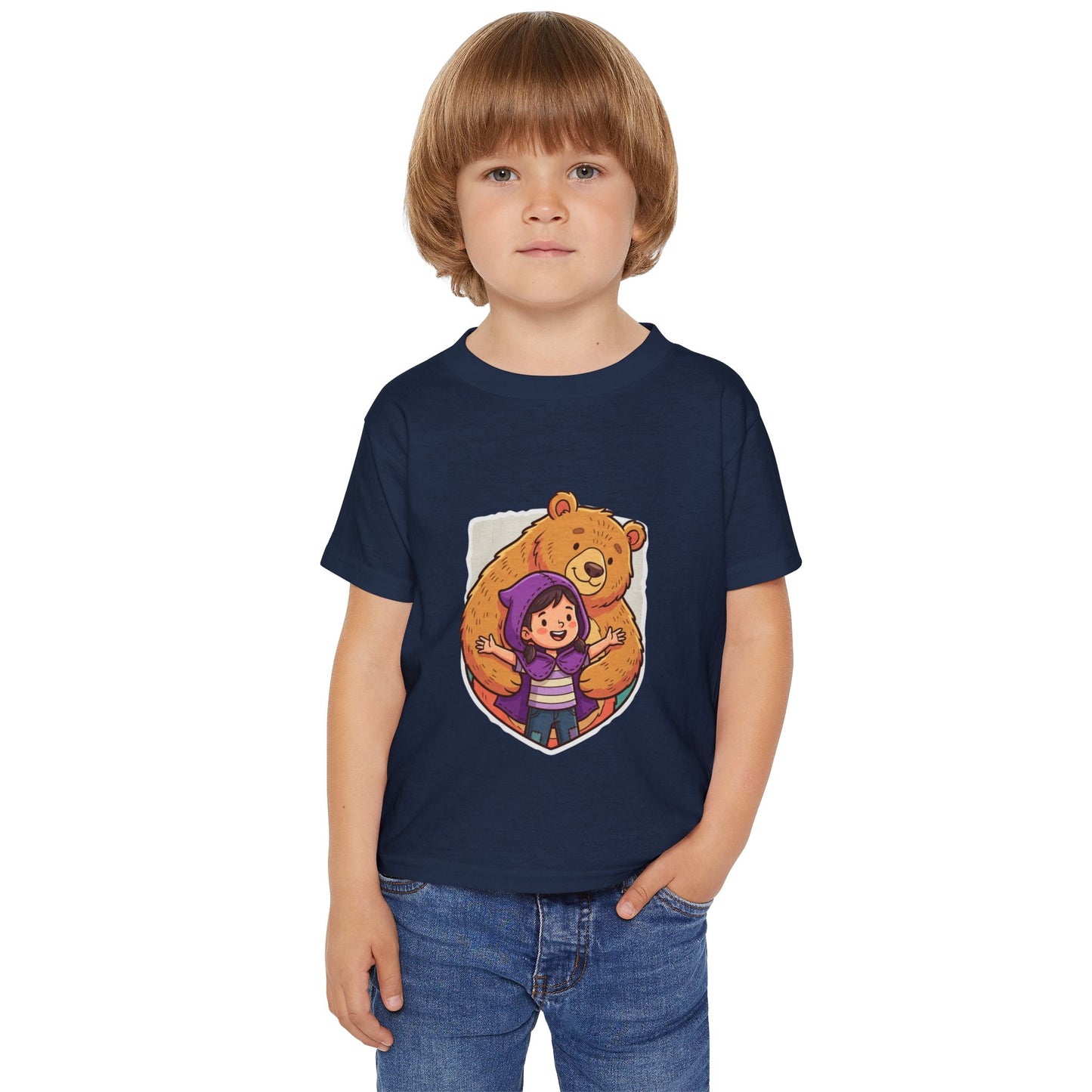 Girl Hugging Bear toddler T-shirt | Cute Animal Friendship Tricou Copii Personalizat Premium – 100% Bumbac | Confort & Stil pentru Cei Mici