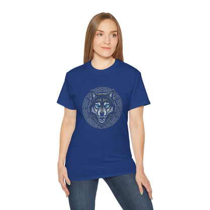 Tricou Lup Unisex Gildan 2000 – Wolf Design Shirt, Nordic Style Tee, Tricou Masculin Puternic, Cadou pentru Iubitori de Lupi