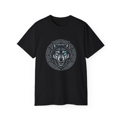 Tricou Lup Unisex Gildan 2000 – Wolf Design Shirt, Nordic Style Tee, Tricou Masculin Puternic, Cadou pentru Iubitori de Lupi