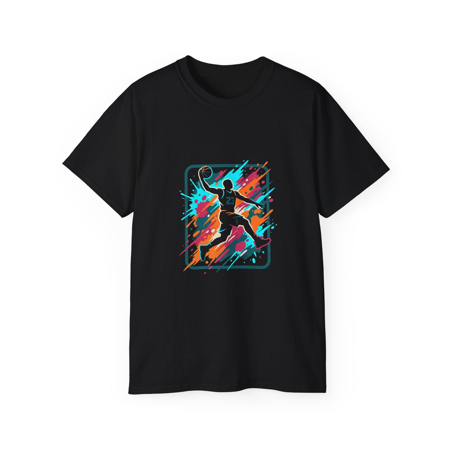 Abstract Basketball Player Tee | Colorful Silhouette Court Art