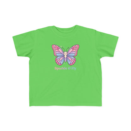 Sparkle & Fly Butterfly Toddler Tee | Pink Pastel Tricou Personalizat Copii Fluturaș Magic | 100% Bumbac Premium | Tricou Fetițe 2–6 Ani | Moale și Confortabil