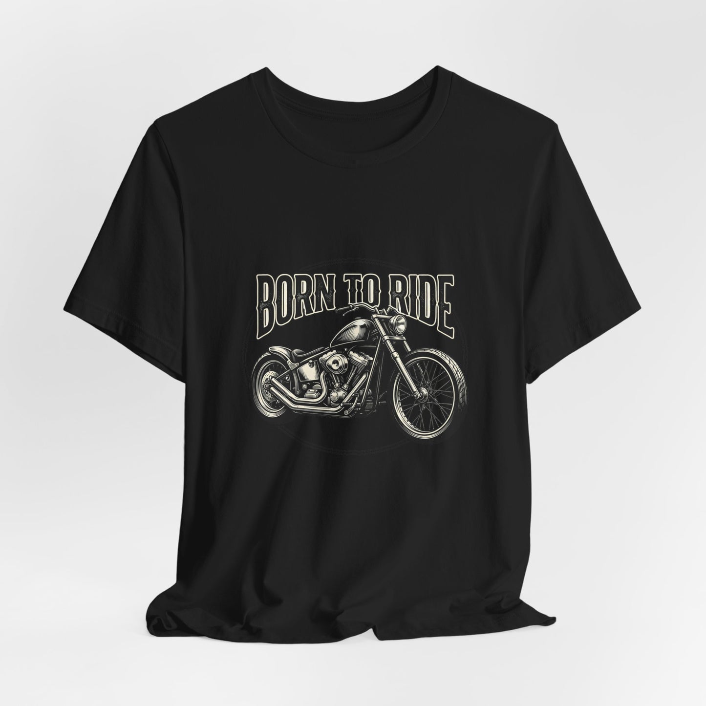 Born to Ride Motorcycle Tee | Vintage Chopper Graphic T-Tricou Personalizat Bella Canvas 3001 Unisex – 100% Bumbac Premium, Tricou Modern pentru Femei și Bărbați