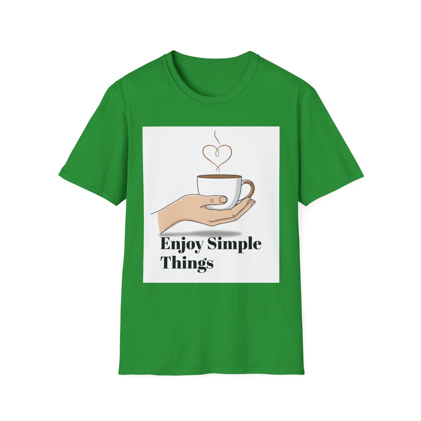 Enjoy Simple Things Coffee Cup T-Shirt | Minimalist Hand Illustration