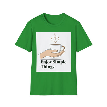 Enjoy Simple Things Coffee Cup T-Shirt | Minimalist Hand Illustration