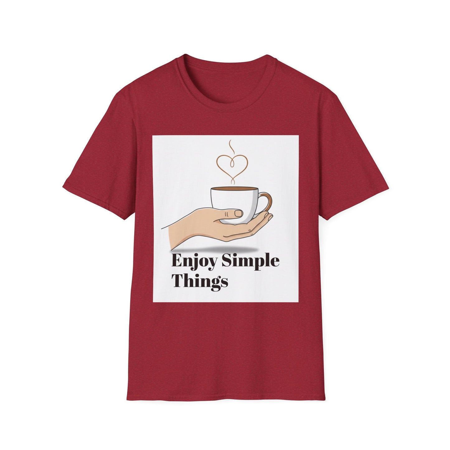 Enjoy Simple Things Coffee Cup T-Shirt | Minimalist Hand Illustration