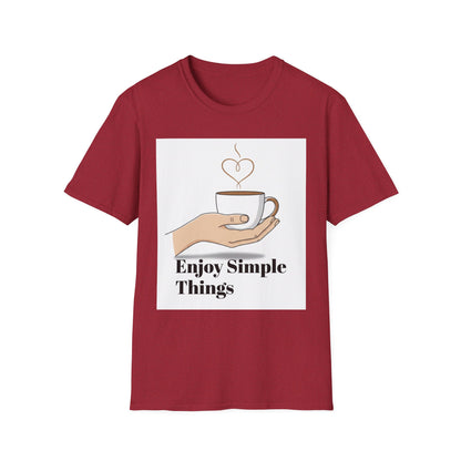 Enjoy Simple Things Coffee Cup T-Shirt | Minimalist Hand Illustration
