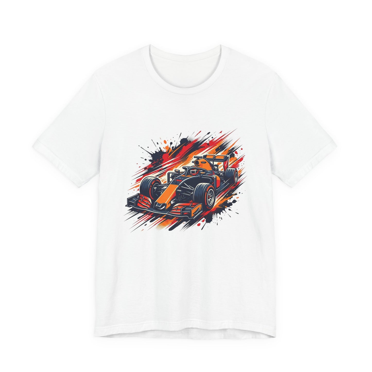 Orange Race Car Tee | Formula Racing Graphic T-ricou Personalizat Formula Racing Red Storm | Bella Canvas® 3001 100% Bumbac Premium Unisex