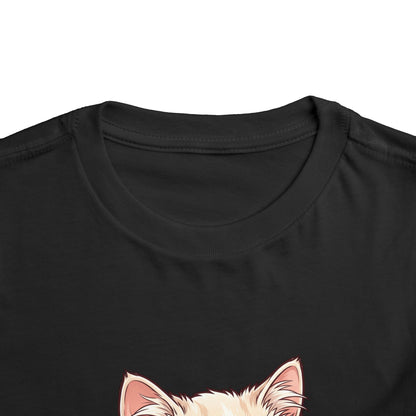 Cute Cat with Glasses and Bubblegum Toddler Tee | Pink Bow Cat Tricou Personalizat pentru Fetițe cu Pisicuță Roz Fashion | 100% Bumbac Premium pentru Copii