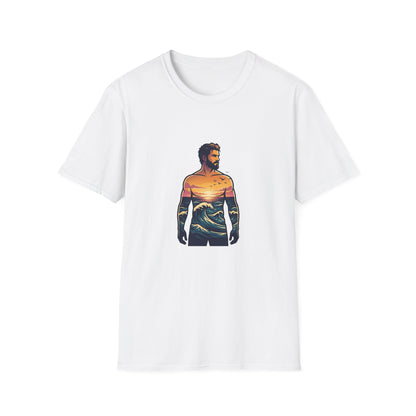 Sunset Surf Silhouette T-Shirt | Ocean Wave Man Tricou Personalizat Gildan 64000 – Bumbac Premium, Fit Modern & Confort Zilnic