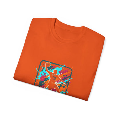 Abstract Basketball Player Tee | Colorful Silhouette Court Art