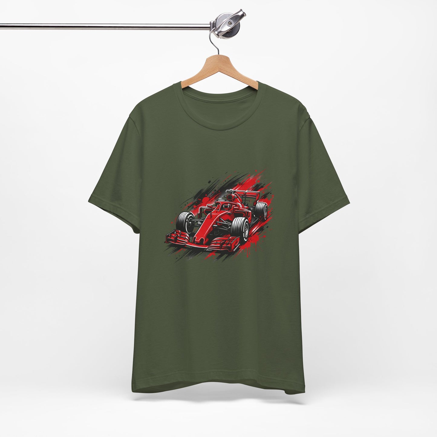 Red Racing Formula Car tee | Race Car T-Tricou Personalizat Formula Racing Red Storm | Bella Canvas® 3001 100% Bumbac Premium Unisex