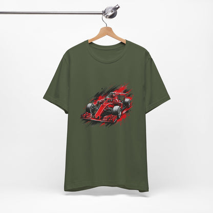 Red Racing Formula Car tee | Race Car T-Tricou Personalizat Formula Racing Red Storm | Bella Canvas® 3001 100% Bumbac Premium Unisex