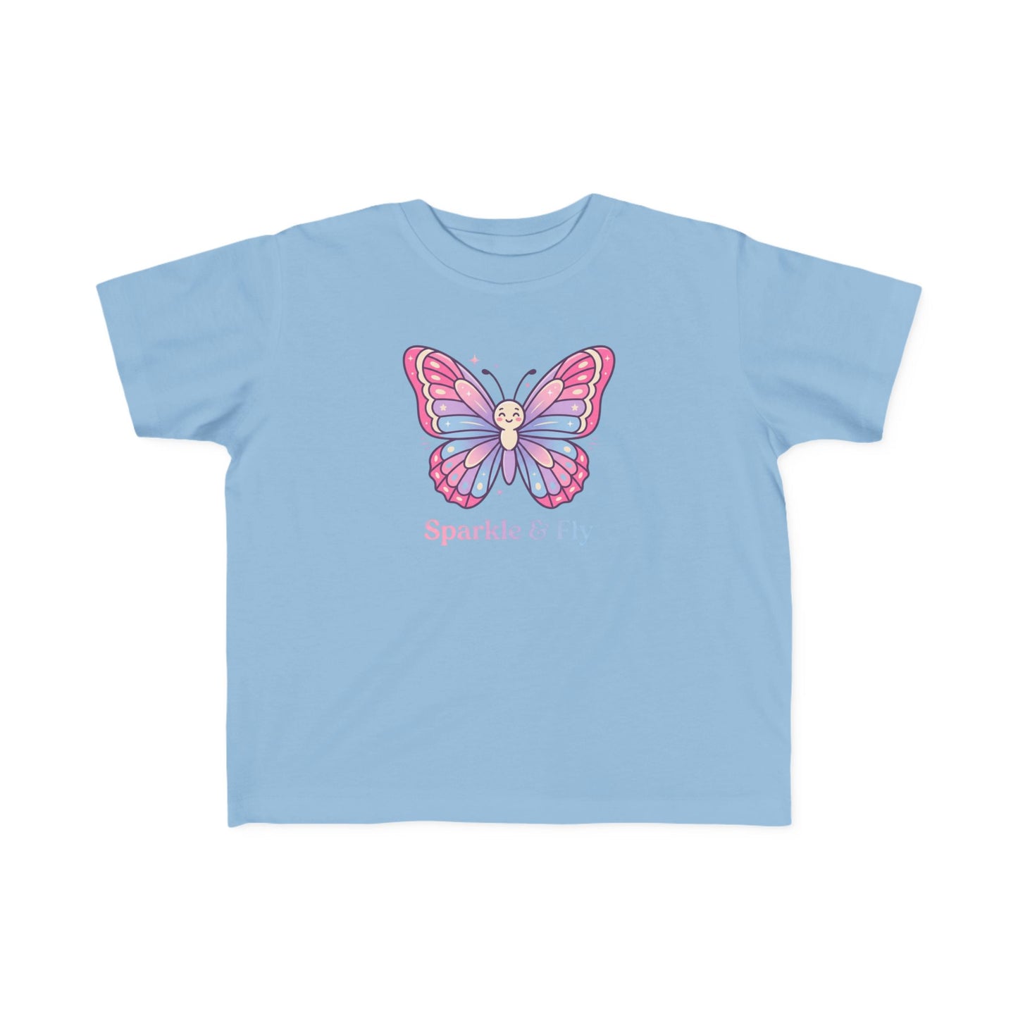 Sparkle & Fly Butterfly Toddler Tee | Pink Pastel Tricou Personalizat Copii Fluturaș Magic | 100% Bumbac Premium | Tricou Fetițe 2–6 Ani | Moale și Confortabil
