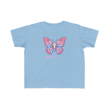 Sparkle & Fly Butterfly Toddler Tee | Pink Pastel Tricou Personalizat Copii Fluturaș Magic | 100% Bumbac Premium | Tricou Fetițe 2–6 Ani | Moale și Confortabil