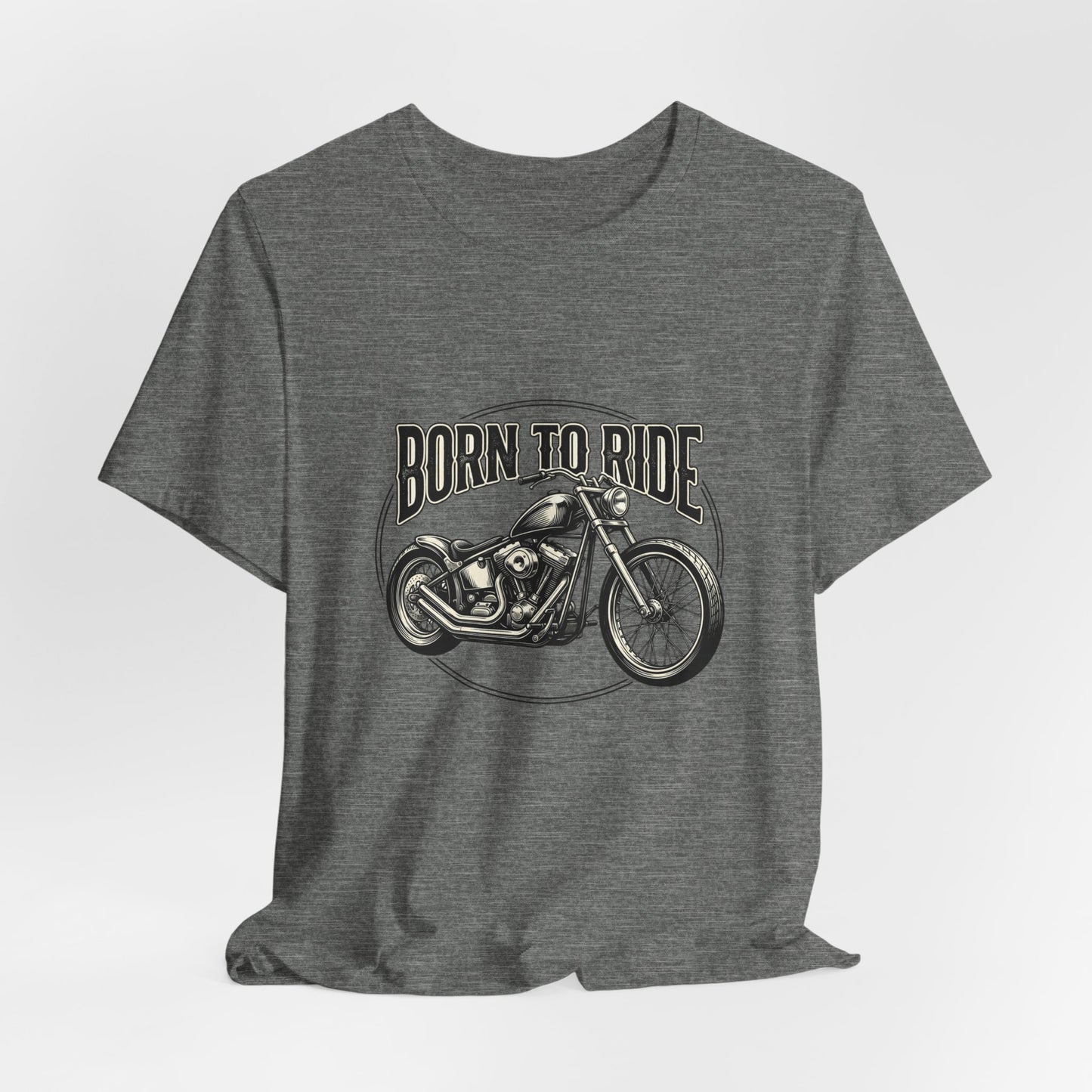 Born to Ride Motorcycle Tee | Vintage Chopper Graphic T-Tricou Personalizat Bella Canvas 3001 Unisex – 100% Bumbac Premium, Tricou Modern pentru Femei și Bărbați