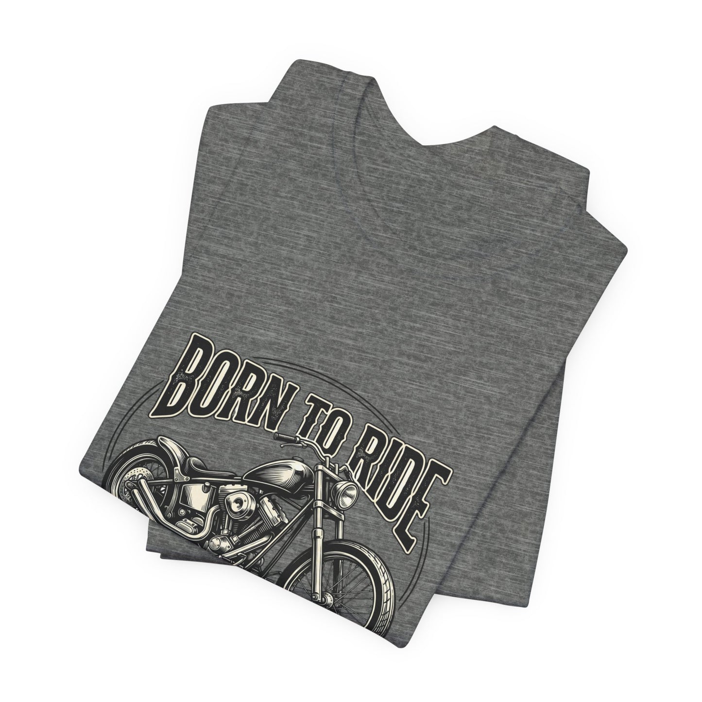 Born to Ride Motorcycle Tee | Vintage Chopper Graphic T-Tricou Personalizat Bella Canvas 3001 Unisex – 100% Bumbac Premium, Tricou Modern pentru Femei și Bărbați