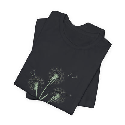 Dandelion Seed Trio Tee | Minimal Botanical Floral ShirtTricou Personalizat Păpădie Minimalistă | Bella Canvas® 3001 Bumbac Premium Unisex