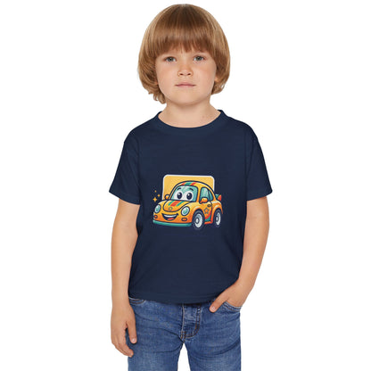 Smiling Cartoon Car Toddler T-shirt | Cute Vehicle Kids Tricou Personalizat Copii Gildan Heavy Cotton™ 100% Bumbac – Tricou Premium pentru Copii 2–6 Ani cu Imprimeu Colorat
