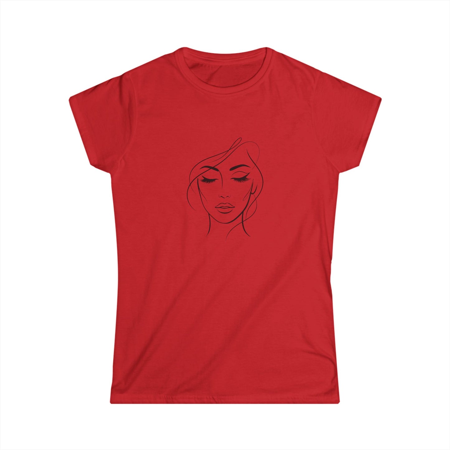Minimal Line Art Woman Face Tee | Feminine Portrait Tricou Damă Softstyle Premium 100% Bumbac – Tricou Feminin Modern cu Design Elegant și Confort Premium