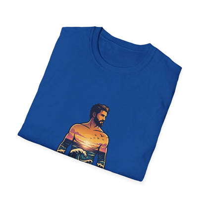 Sunset Surf Silhouette T-Shirt | Ocean Wave Man Tricou Personalizat Gildan 64000 – Bumbac Premium, Fit Modern & Confort Zilnic