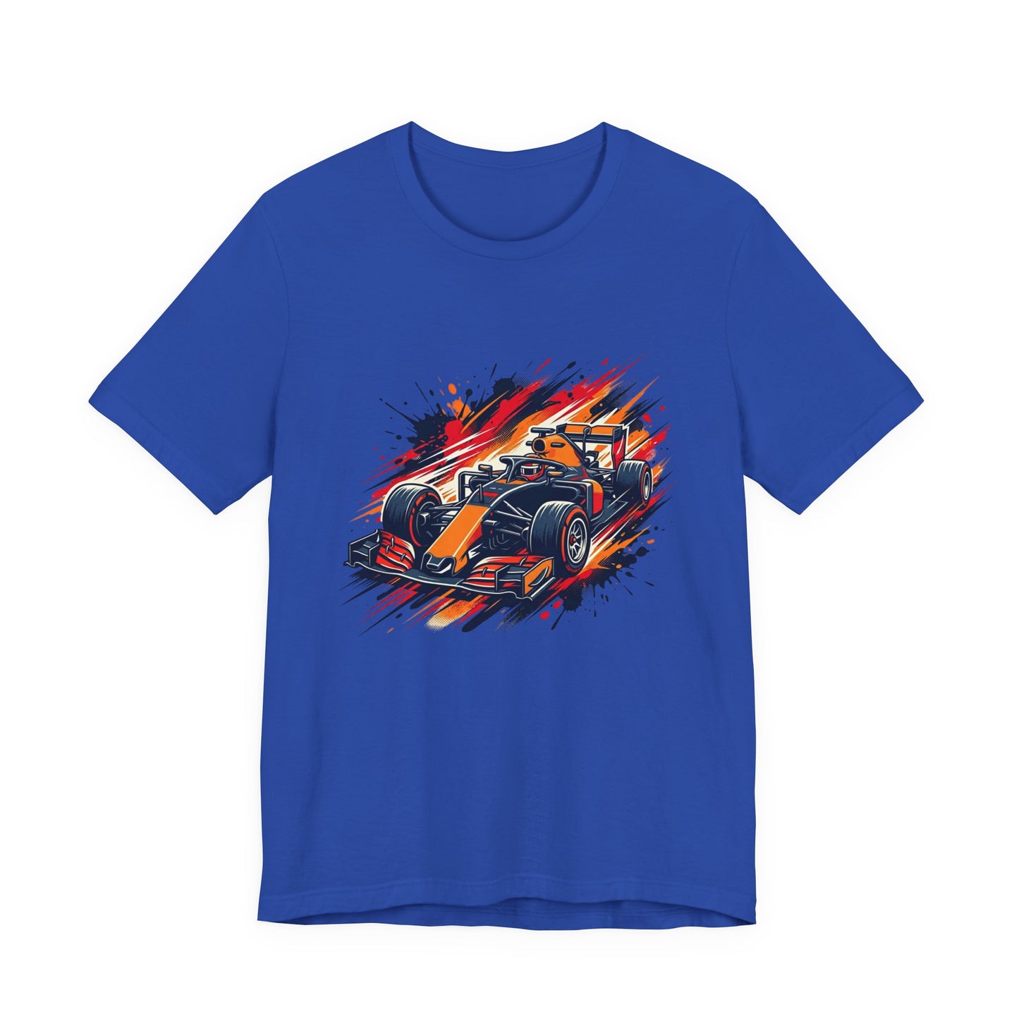 Orange Race Car Tee | Formula Racing Graphic T-ricou Personalizat Formula Racing Red Storm | Bella Canvas® 3001 100% Bumbac Premium Unisex