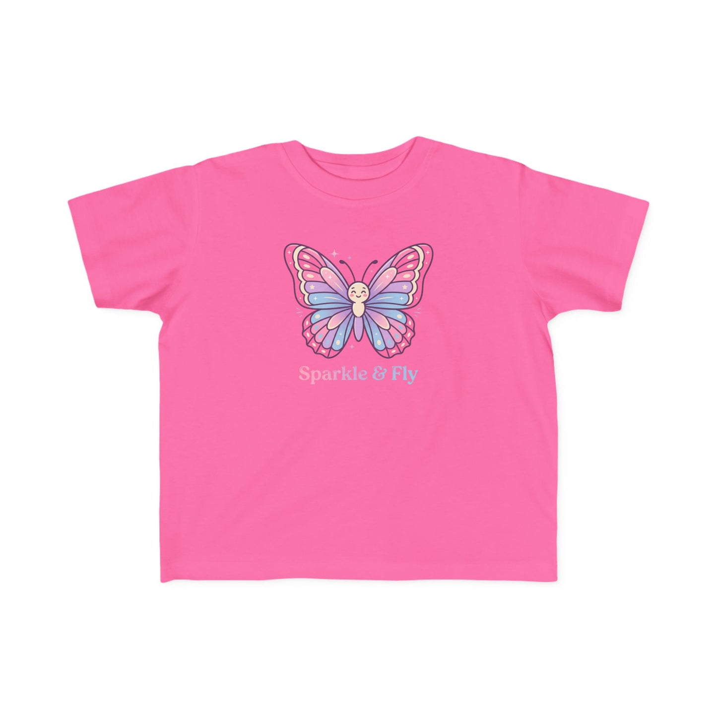 Sparkle & Fly Butterfly Toddler Tee | Pink Pastel Tricou Personalizat Copii Fluturaș Magic | 100% Bumbac Premium | Tricou Fetițe 2–6 Ani | Moale și Confortabil