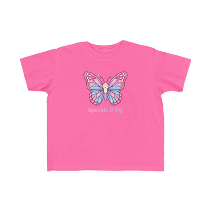 Sparkle & Fly Butterfly Toddler Tee | Pink Pastel Tricou Personalizat Copii Fluturaș Magic | 100% Bumbac Premium | Tricou Fetițe 2–6 Ani | Moale și Confortabil