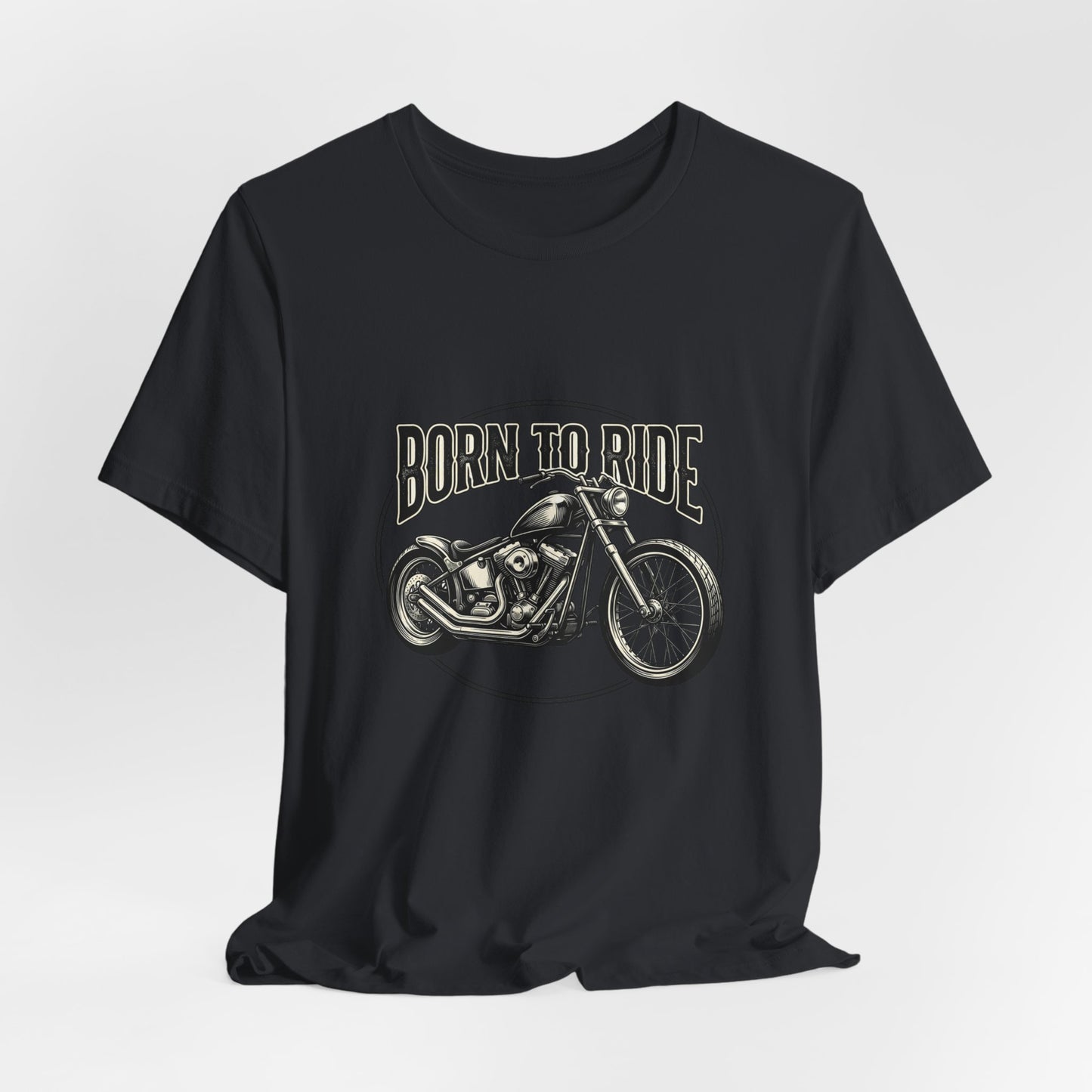 Born to Ride Motorcycle Tee | Vintage Chopper Graphic T-Tricou Personalizat Bella Canvas 3001 Unisex – 100% Bumbac Premium, Tricou Modern pentru Femei și Bărbați