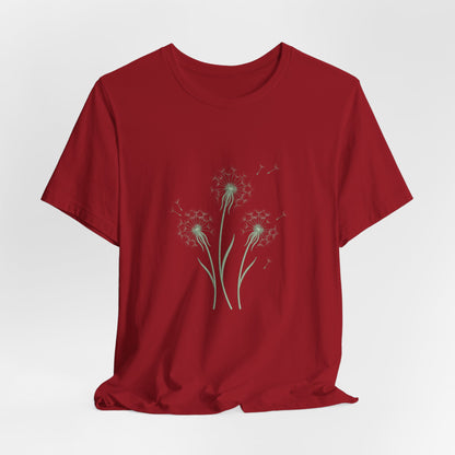 Dandelion Seed Trio Tee | Minimal Botanical Floral ShirtTricou Personalizat Păpădie Minimalistă | Bella Canvas® 3001 Bumbac Premium Unisex