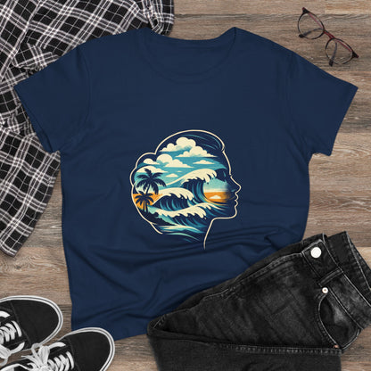 Tropical Surf Silhouette Tee | Sunset Palm Waves Beach SceneTricou Personalizat Premium 100% Bumbac – Confort, Durabilitate și Stil Modern
