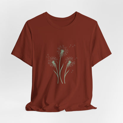 Dandelion Seed Trio Tee | Minimal Botanical Floral ShirtTricou Personalizat Păpădie Minimalistă | Bella Canvas® 3001 Bumbac Premium Unisex