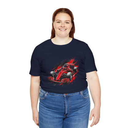 Red Racing Formula Car tee | Race Car T-Tricou Personalizat Formula Racing Red Storm | Bella Canvas® 3001 100% Bumbac Premium Unisex