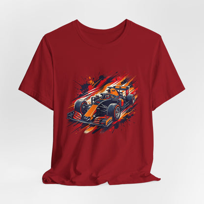 Orange Race Car Tee | Formula Racing Graphic T-ricou Personalizat Formula Racing Red Storm | Bella Canvas® 3001 100% Bumbac Premium Unisex