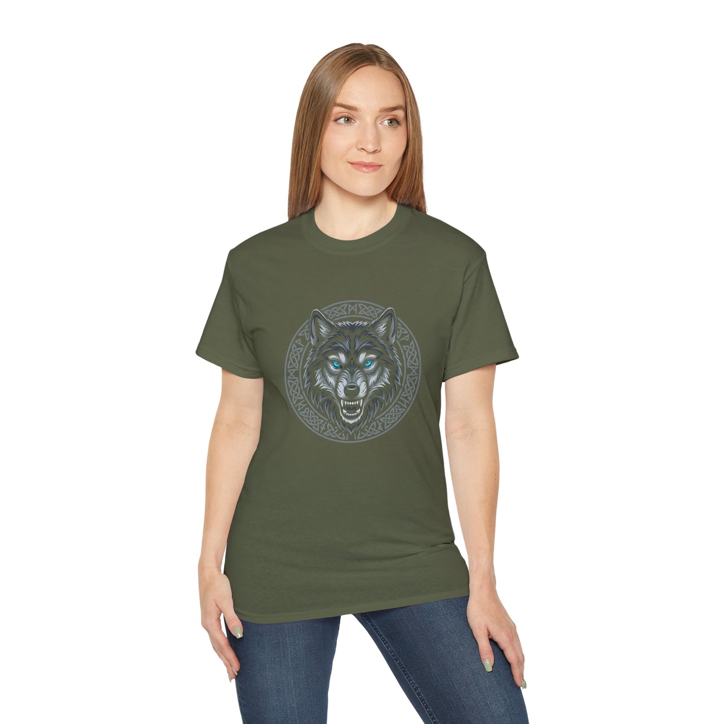Tricou Lup Unisex Gildan 2000 – Wolf Design Shirt, Nordic Style Tee, Tricou Masculin Puternic, Cadou pentru Iubitori de Lupi