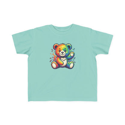 Rainbow Watercolor Teddy Bear Toddler Tee | Cute Kids Tricou Personalizat Copii Ursuleț Colorat | 100% Bumbac Premium | Tricou Băieți 2–6 Ani | Print Expresiv