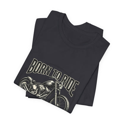 Born to Ride Motorcycle Tee | Vintage Chopper Graphic T-Tricou Personalizat Bella Canvas 3001 Unisex – 100% Bumbac Premium, Tricou Modern pentru Femei și Bărbați
