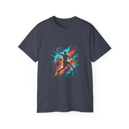 Abstract Basketball Player Tee | Colorful Silhouette Court Art