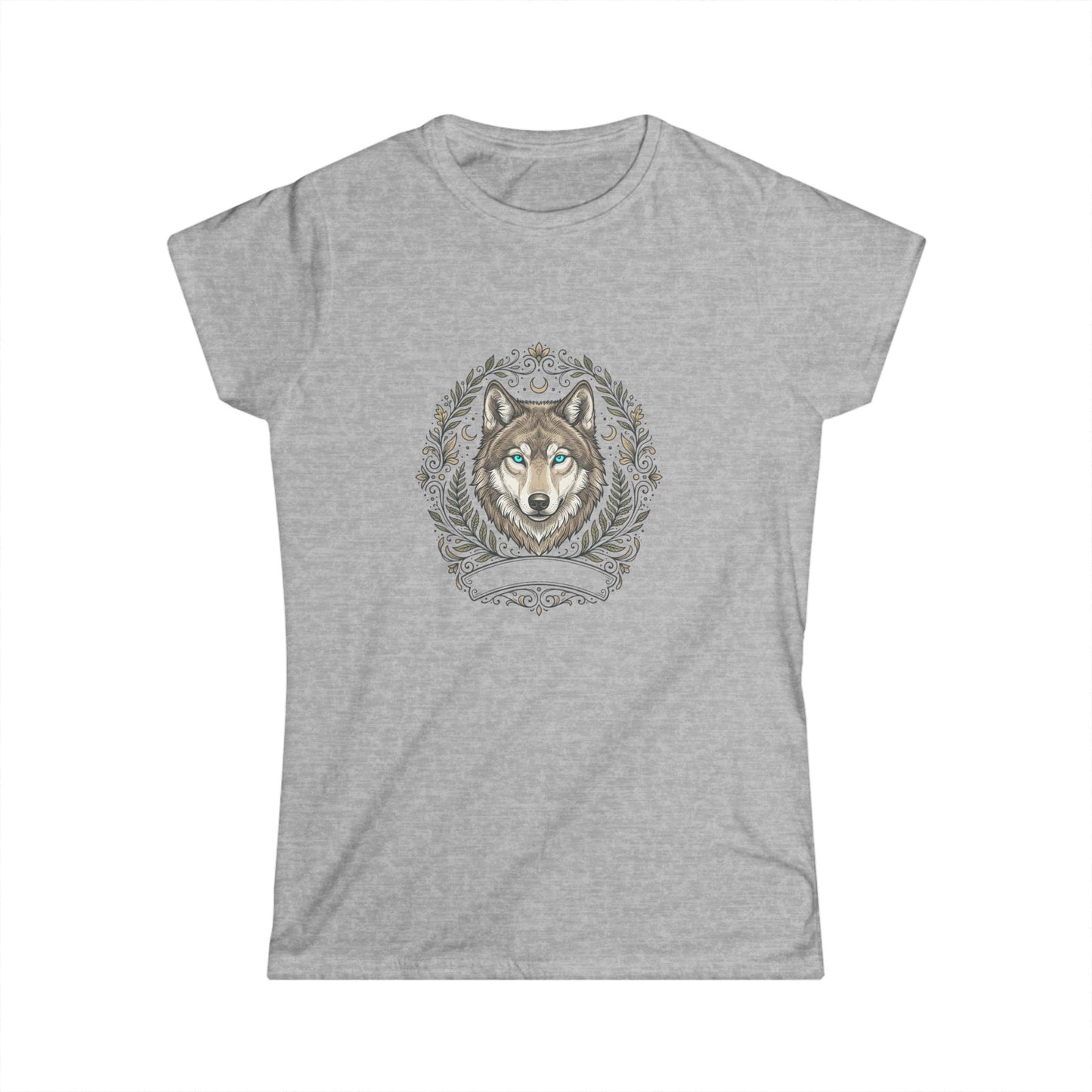 Tricou Lup Damă Softstyle – Wolf Aesthetic Shirt, Tricou Mystic Femei, Spiritual Tee, Cadou pentru Iubitoare de Natură